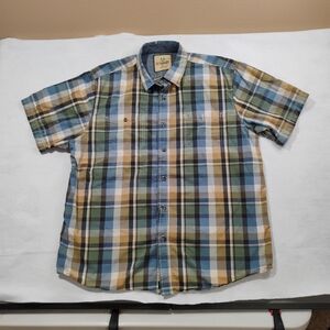 Outdoor Life Men's Plaid Cotton Shirt Size XL Short Sleeve Sleeve Button Down